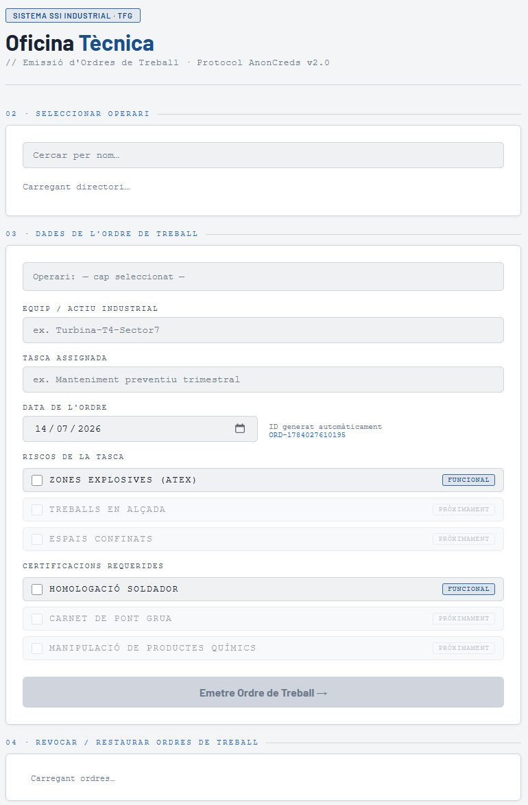 Formulari web d'emissió d'ordres de treball de l'Oficina Tècnica